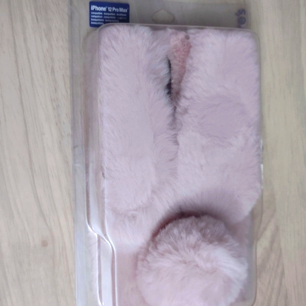 Pink Fur Bunny iPhone 12 Pro max Fuzzy Case Claire's Y2k Kawaii Bling